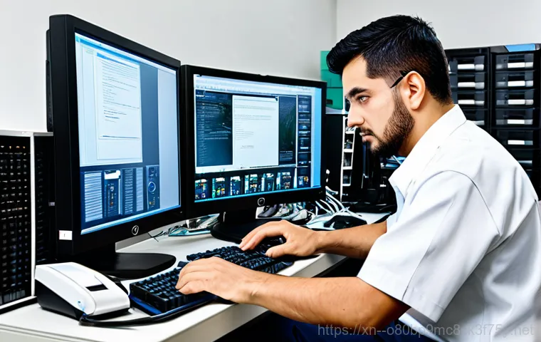 오정구 공장초기화복구 - "A friendly computer technician wearing a professional uniform, assisting a client at a desk with a ...