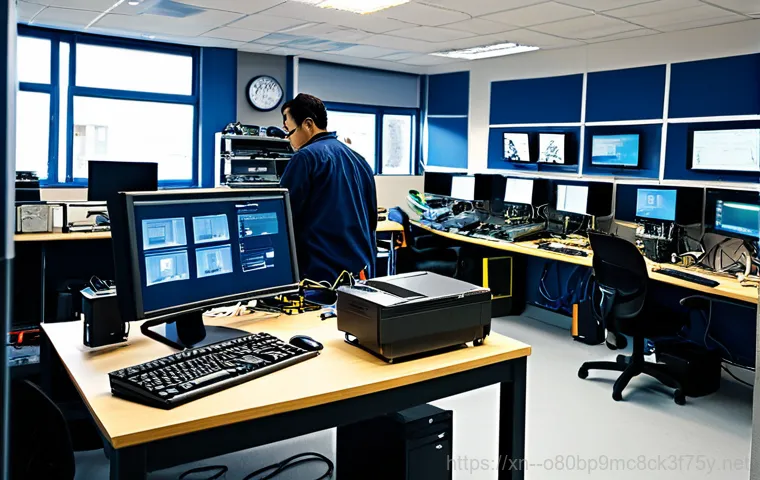 상하동 팬돌다 멈춤 - **Prompt:** "A friendly computer technician, fully clothed in appropriate work attire, assisting a s...