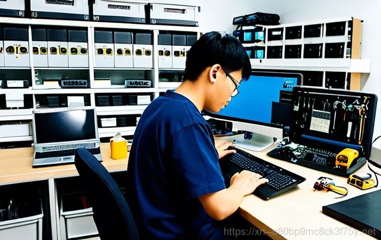 장안구 linux재설치 포맷  초기화 - "A friendly technician, fully clothed in professional attire, assisting a customer with a Linux comp...