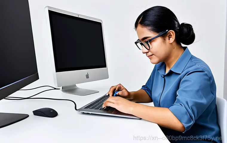 광진구 HARDWARE_INTERRUPT_STORM - **Prompt:** "A professional computer technician, fully clothed in work attire, diagnosing a computer...