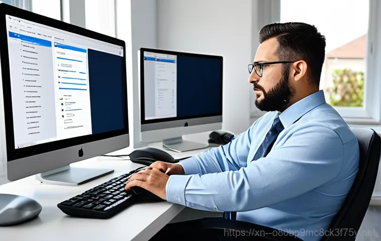 평창동 STATUS_IMAGE_INVALID - "A computer repair technician, fully clothed in professional attire, diagnosing a computer displayin...