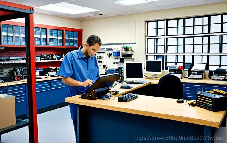현석동 모니터화면 안나옴 - **Prompt:** "A professional IT support specialist, fully clothed and wearing glasses, remotely troub...