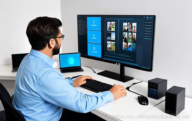 공덕동 STATUS_KERNEL_FILE_SYSTEM_ERROR - "A professional IT technician in modest attire, working on a desktop computer with the `STATUS_KERNE...