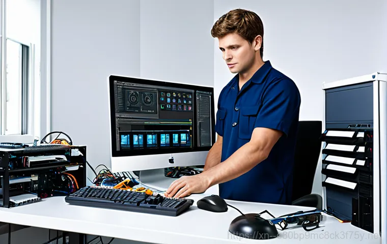 오학동 STATUS_INVALID_OBJECT - **Prompt:** A friendly computer technician, fully clothed in professional attire, assisting a senior...
