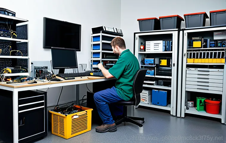 청운효자동 ACPI_BIOS_ERROR - **Prompt:** A helpful and friendly computer repairman in modest attire assisting a client with a com...