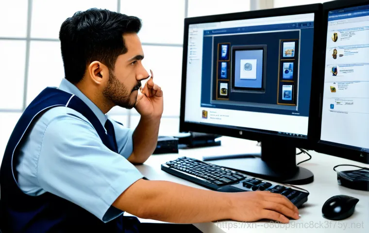 공평동 STATUS_MEMORY_VIOLATION - A concerned business person, fully clothed in professional attire, looking at a computer screen with...