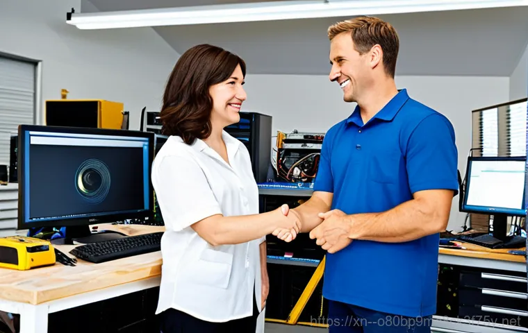 학암동 절전모드 - **Prompt:** A computer repair technician, fully clothed in professional attire, diagnosing a desktop...