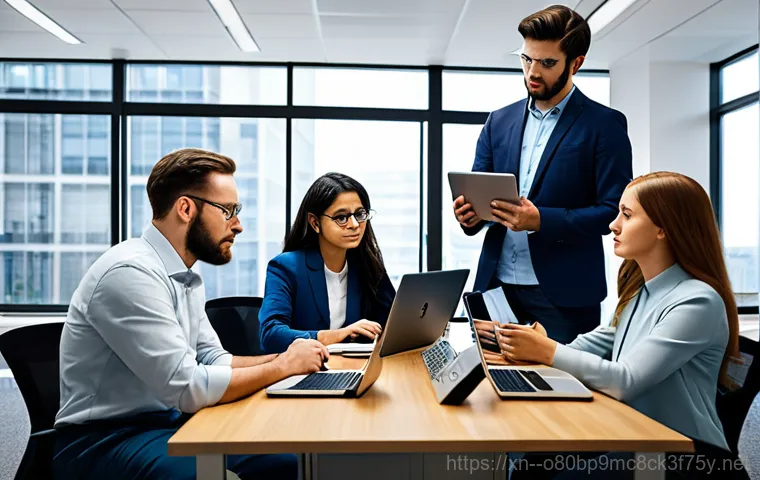 중대동 STATUS_DISK_WRITE_FAILURE - A technician in a clean workspace, fully clothed in a professional uniform, diagnosing computer hard...
