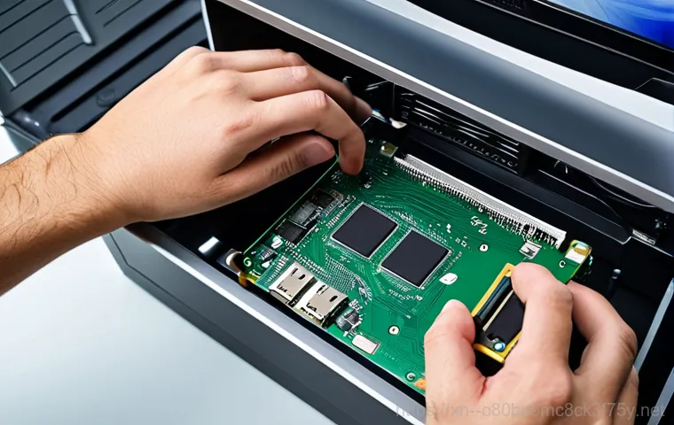 임학동 STATUS_KERNEL_UNSUPPORTED_DEVICE - **Prompt:** A computer technician, fully clothed in a professional uniform, diagnosing a desktop com...