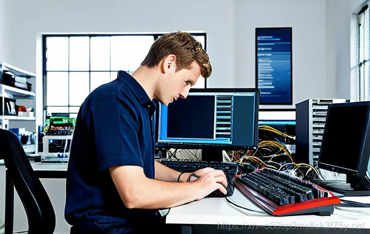 금창동 컴퓨터 desktop 출장방문수리점 - **Prompt:** A friendly computer technician, fully clothed in a professional uniform, assisting a sen...