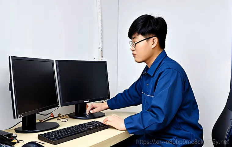 염곡동 STATUS_KERNEL_CONNECTION_TIMEOUT - **Prompt:** A friendly computer expert assisting a customer remotely, both fully clothed, the expert...
