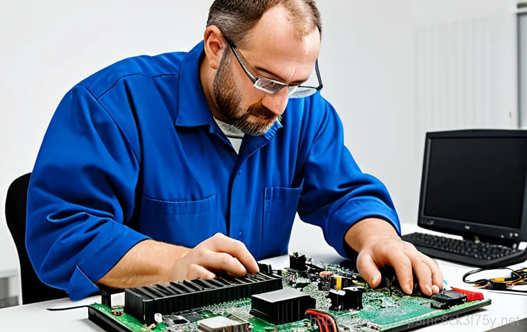 현저동 STATUS_FILE_CORRUPTION - Prompt 1: Computer Repair Technician at Work**