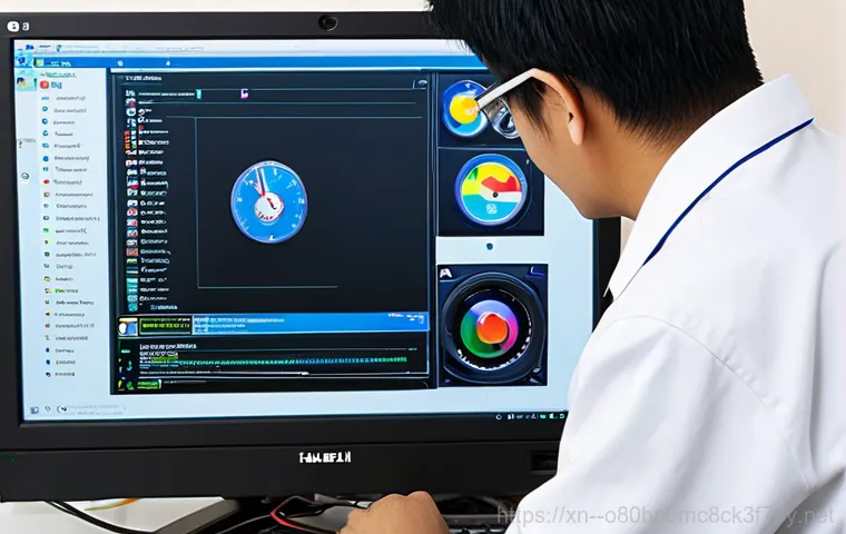사노동 CLOCK_WATCHDOG_TIMEOUT - **Prompt:** A worried office worker in Sanodong, South Korea, sits at their desk with a computer dis...