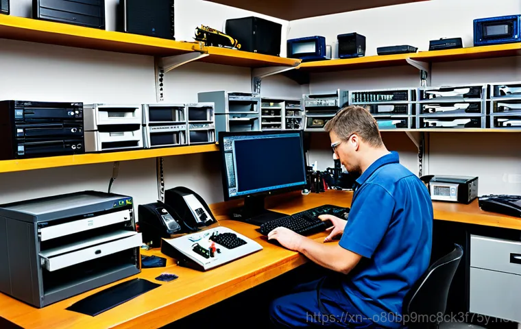 상산곡동 STATUS_SYSTEM_PROCESS_TERMINATED - **Prompt:** A friendly computer repair technician, fully clothed in appropriate attire, assisting a ...