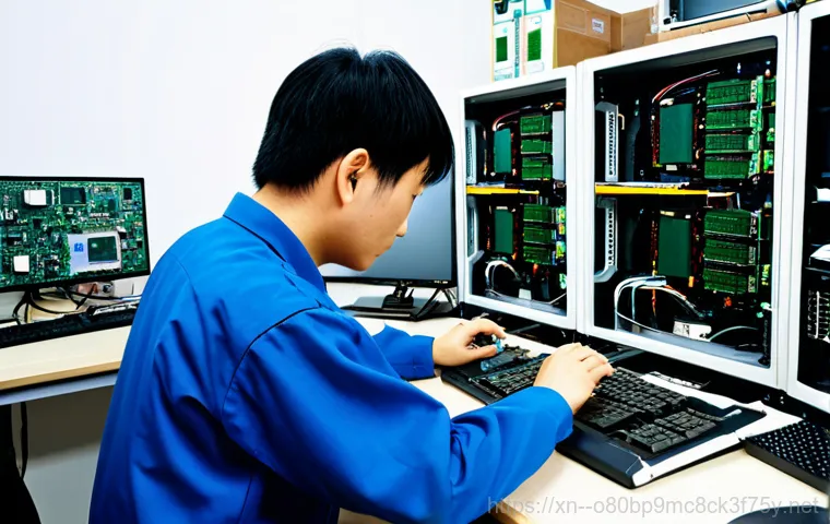 민락동 INTERNAL_POWER_ERROR - A friendly computer technician, fully clothed in professional attire, assisting a customer at their ...