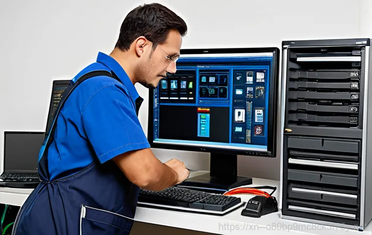 상록구 STATUS_PROTECTION_ERROR - "A friendly IT support person, fully clothed in business casual, remotely accessing a user's compute...