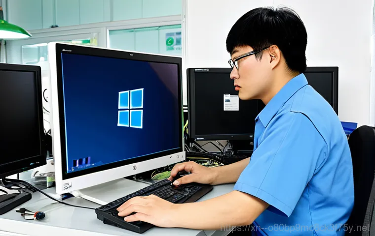 홍은동 윈도우7 windows7 재설치 포맷  초기화 - A family-friendly scene of a technician helping a senior citizen with Windows 7 on their computer in...