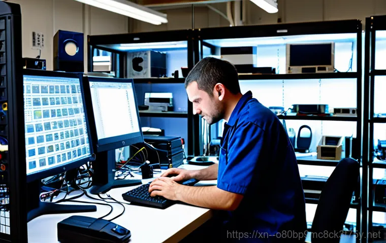 영등포동 프리도스 윈도우설치 - **Prompt:** A friendly computer technician assisting a senior woman with her desktop PC in a cozy ho...