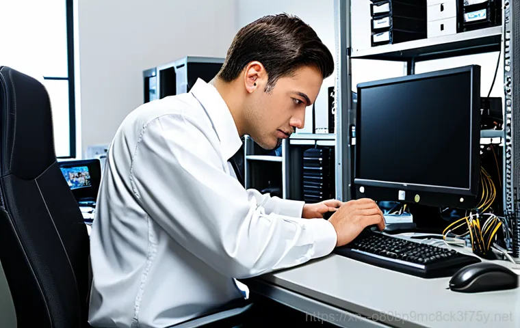 중앙동 STATUS_IO_TIMEOUT - "A friendly computer technician, fully clothed in a professional uniform, assisting a senior citizen...