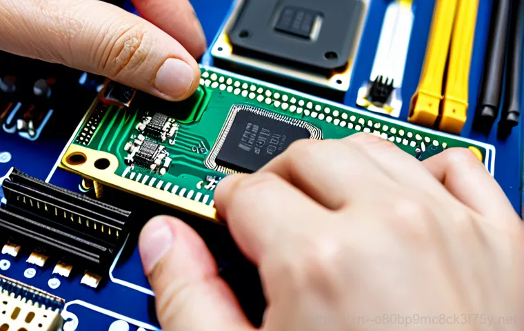 역곡동 VGA조립 및 교체수리 - **Prompt:** A friendly computer technician in Yeokgok-dong, Seoul, carefully assembling a VGA card i...