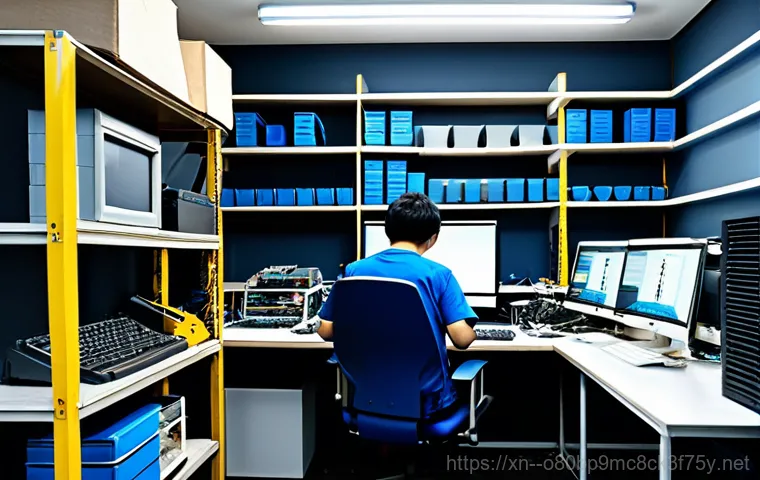 영천동 HARDWARE_FAILURE - **Prompt:** A friendly computer repair technician, "Dongnehyung," wearing a clean, professional unif...