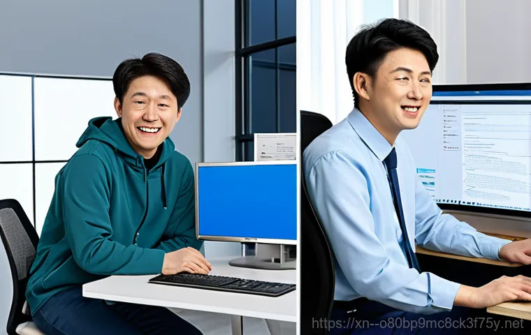 원신동 윈도우11 windows11 재설치 포맷  초기화 - **Prompt:** A brightly lit, clean computer repair shop, "Dongnehyung Computer," with a technician wo...
