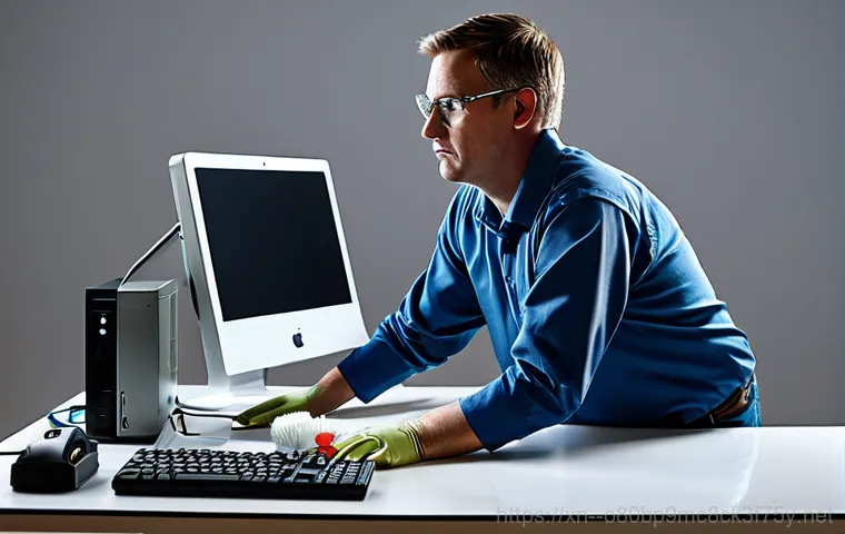 역동 THREAD_STUCK_IN_DEVICE_DRIVER - Customer Receiving On-Site Mac Support**

"A friendly Mac technician, fully clothed and wearing prof...