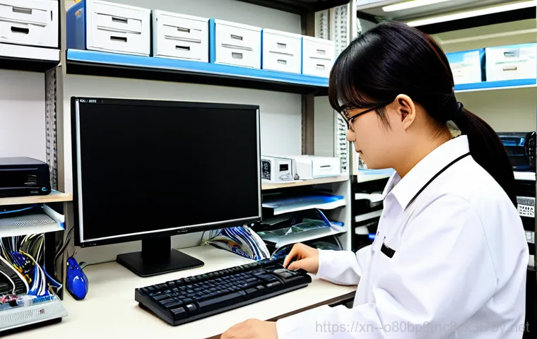 신촌동 INVALID_KERNEL_HANDLE - **Prompt:** A frustrated person sitting in front of a computer displaying an error message ("INVALID...