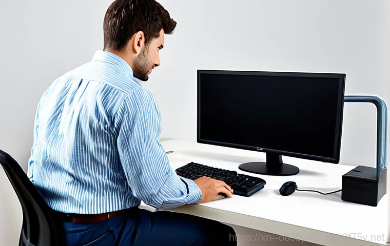 장단면 STATUS_SYSTEM_LICENSE_INVALID - **A close-up shot of a computer screen displaying a "no signal" error message. The surrounding envir...