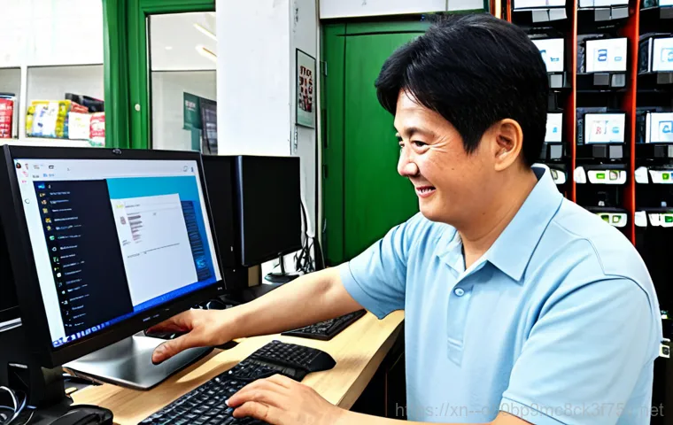 삼정동 PAGE_TABLE_CORRUPT - A stressed IT technician in Samjeong-dong, surrounded by computer parts and diagnostic tools, troubl...
