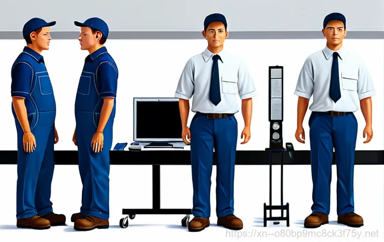 백사면 SESSION_HAS_NO_PAGEFILE - "A friendly computer repair expert, fully clothed in modest attire, assisting a customer with a comp...