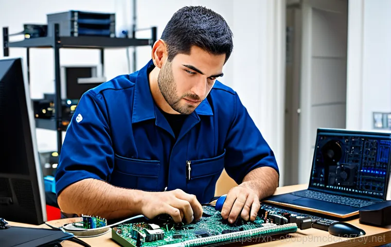 초월읍 STATUS_STACK_OVERFLOW - Prompt 1: Computer Repair Technician in Action**
