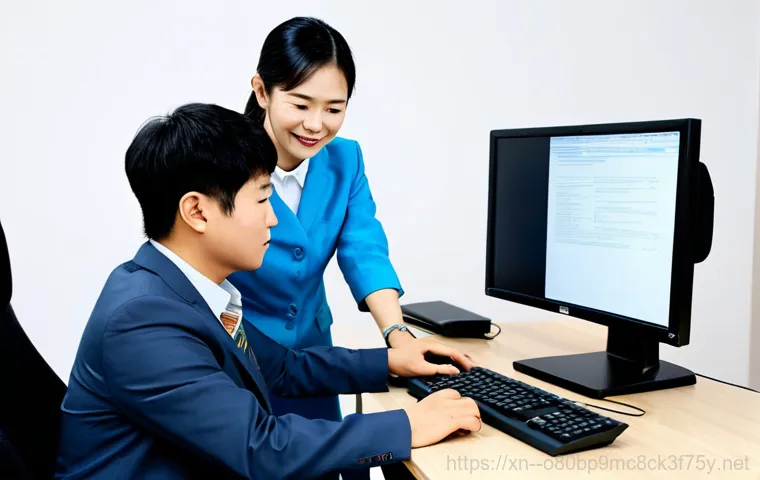 역북동 VIDEO_MEMORY_MANAGEMENT_INTERNAL - **Prompt:** A computer technician in Dongnehyeong Computer, fully clothed in professional attire, di...