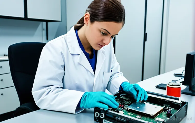 논현고잔동 워크스테이션출장방문수리점 - **Prompt:** A computer technician in professional attire, repairing a workstation motherboard in a b...