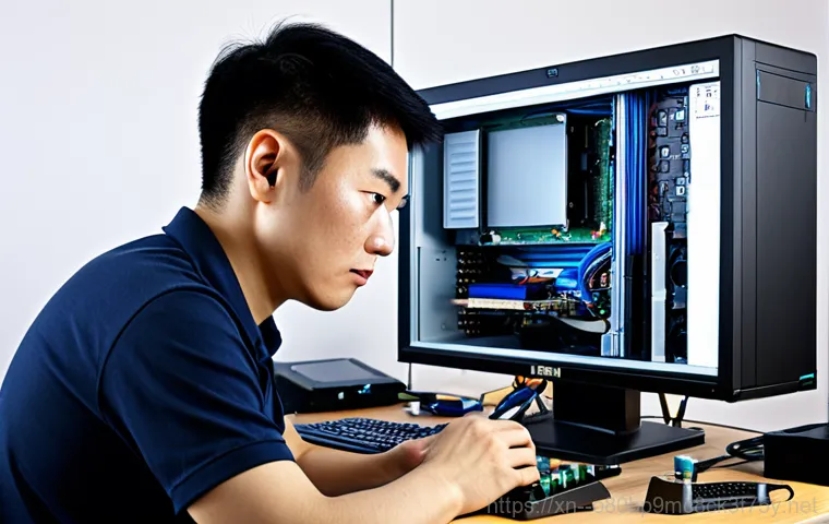 동작구 SESSION_HAS_VALID_VIEWS_ON_EXIT - Prompt 1: Computer Repair Technician at Work**