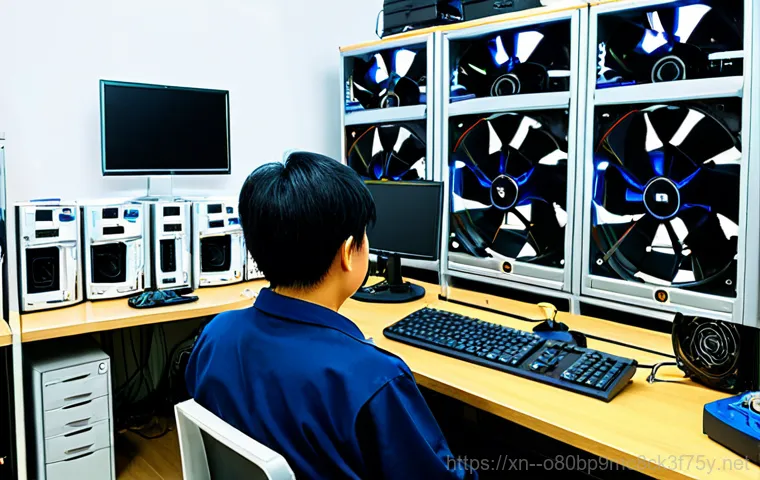 금천구 팬돌다 멈춤 - "A friendly computer repair technician, fully clothed in a professional uniform, assisting a custome...