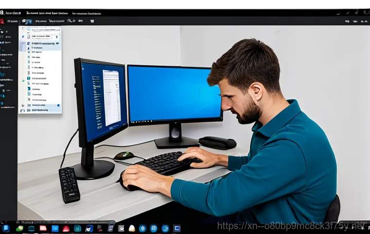 발화동 BUGCODE_USB_DRIVER - "A computer repair shop interior with a technician diagnosing a computer issue, showing a close-up o...