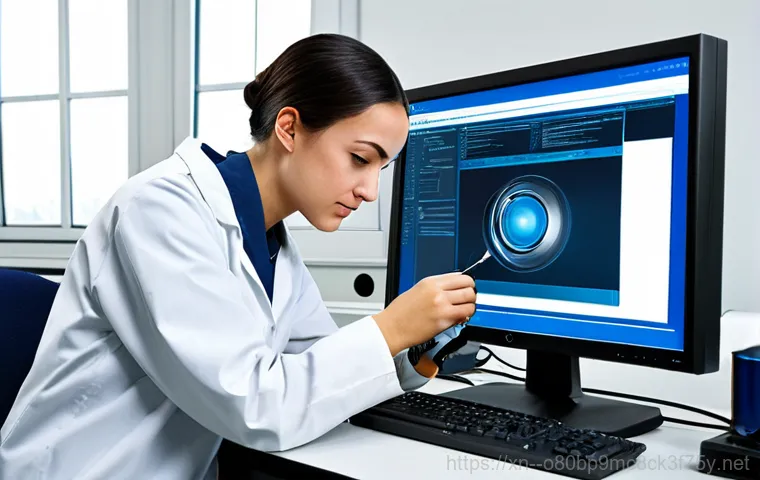 자금동 STATUS_KERNEL_FILE_SYSTEM_ERROR - "A skilled computer technician, fully clothed in professional attire, diagnosing a computer with a b...
