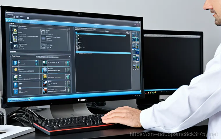 산북동 STATUS_PAGEFILE_MISSING - **Prompt:** A friendly computer technician, fully clothed in professional attire, assisting a smilin...