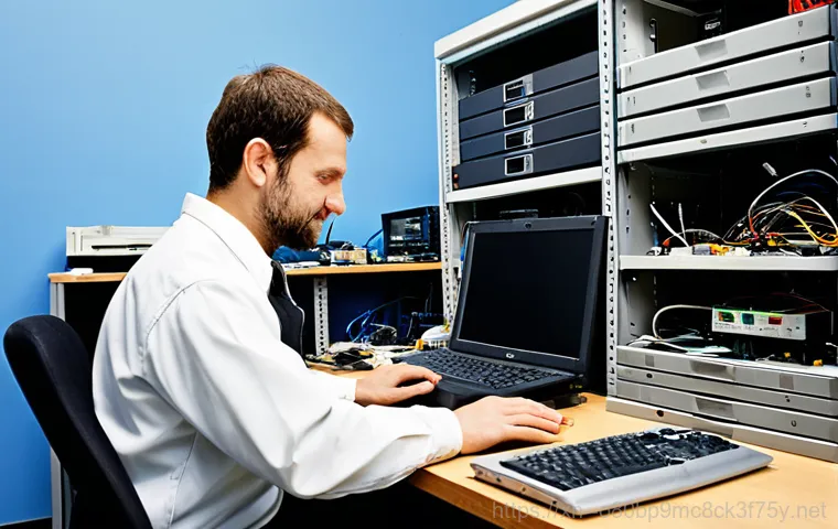 일산동구 STATUS_DISK_FULL - **Prompt:** A friendly IT support technician, wearing a professional polo shirt, helping a customer ...