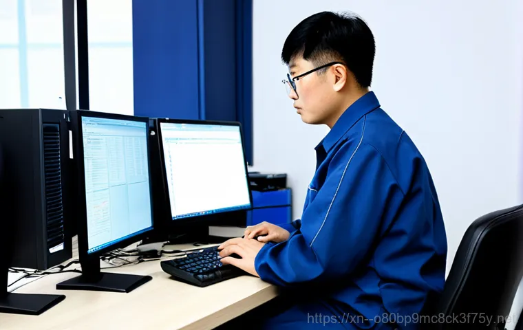 영통동 악성코드 바이러스 - **Prompt:** A friendly computer technician in Yeongtong-dong, South Korea, wearing professional atti...