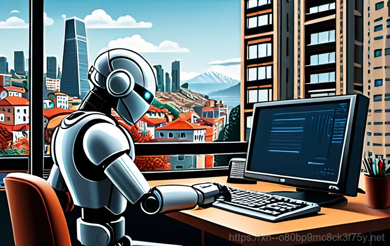 부발읍 SYSTEM_THREAD_EXCEPTION_NOT_HANDLED - **Image:** A frustrated office worker in a modern office in Babal-eup, staring at a computer display...