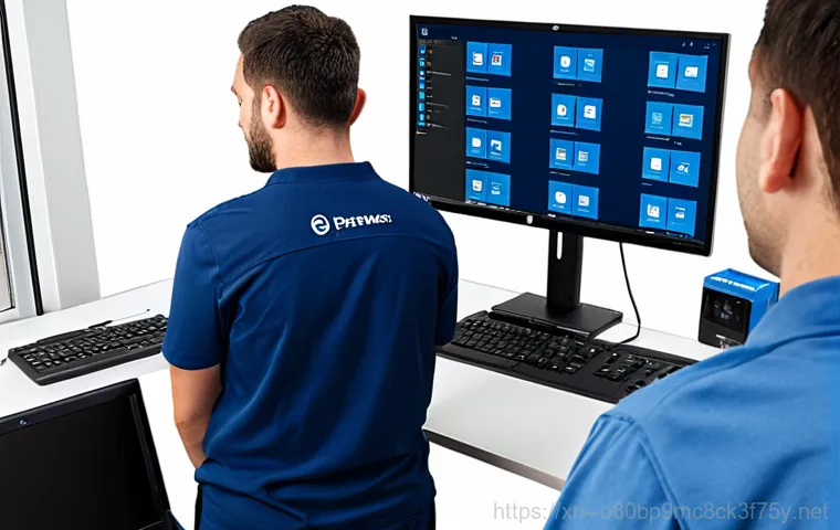 이동 UNMOUNTABLE_BOOT_VOLUME - **Prompt:** A skilled computer technician, fully clothed in professional attire, is troubleshooting ...