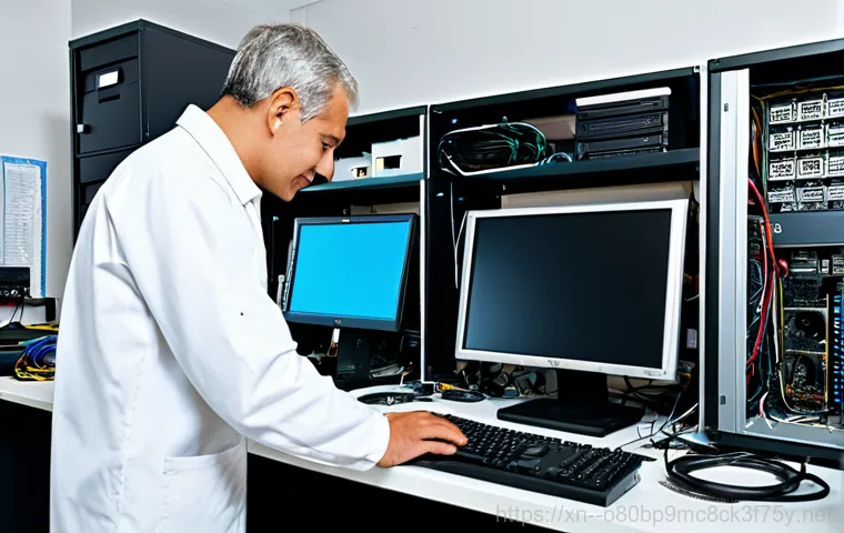 인헌동 THREAD_STUCK_IN_DEVICE_DRIVER - **Prompt:** "A friendly computer repair technician, fully clothed in professional attire, helping a ...