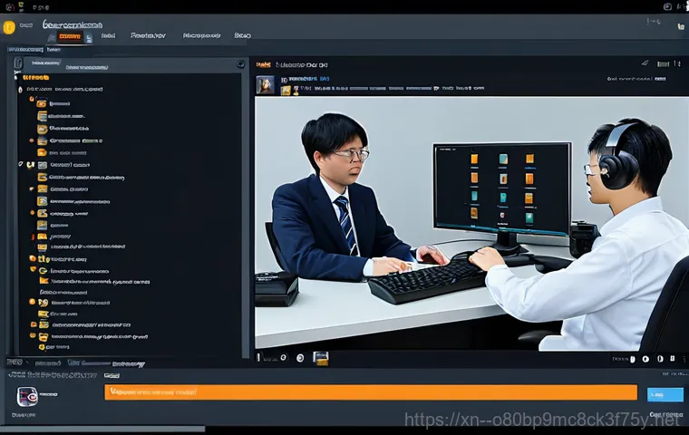 서림동 STATUS_FILE_IN_USE - **

A friendly computer repair technician ("Dongnehyung Computer") in a clean, organized workshop, a...