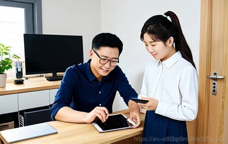 영중면 해놀로지 xpenology 구축 - "A professional IT consultant, fully clothed in business casual attire, assisting a client with a Sy...