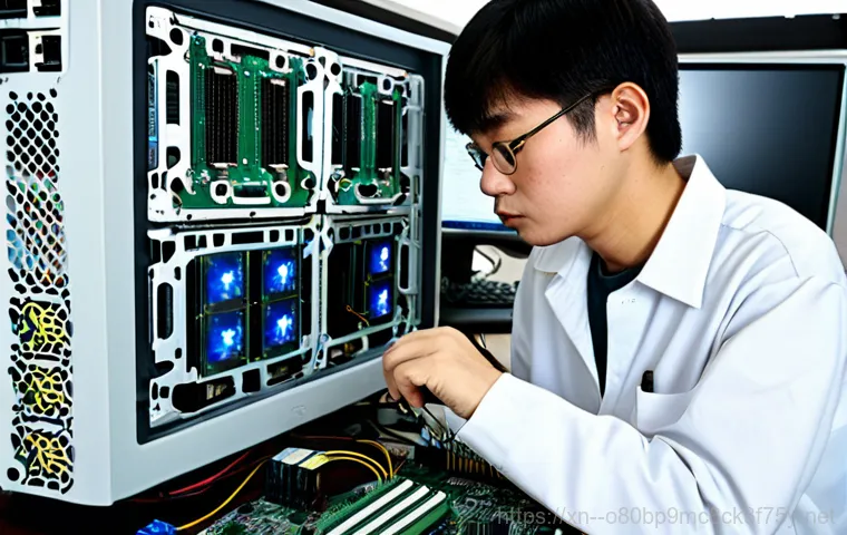 산본동 THREAD_STUCK_IN_DEVICE_DRIVER - **Prompt:** A friendly computer expert, wearing modest attire, advising a customer in Sanbon-dong ab...
