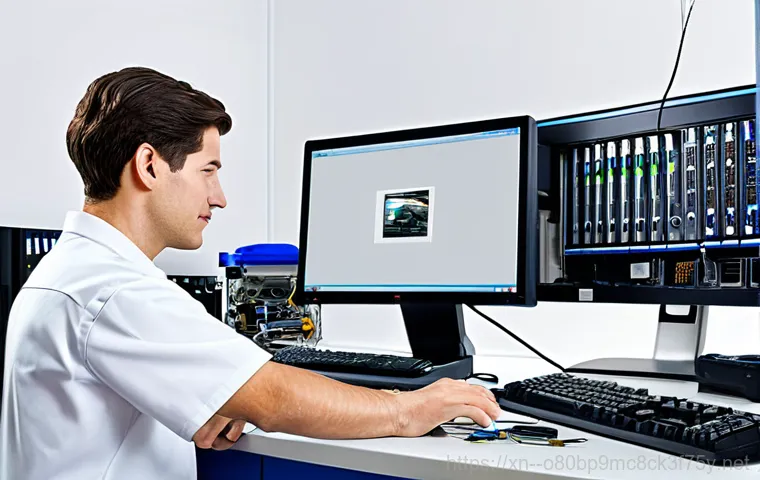 율면 BAD_SYSTEM_CONFIG_INFO - "A friendly computer technician assisting a woman in a rural home in Yulmyeon, South Korea, fully cl...