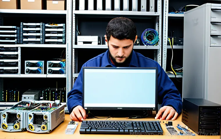 용유동 STATUS_KERNEL_REGISTRY_ERROR - **Prompt:** A friendly, professional computer repair technician, fully clothed in a company uniform,...