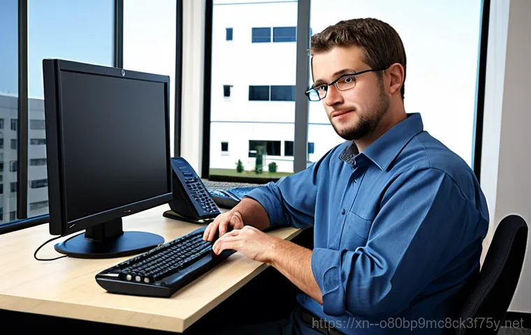 능동 블루스크린 - Hardware Check**

"A person carefully examining computer hardware (CPU, RAM) inside a desktop, fully...